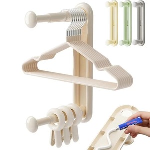 Wall Mounted Hanger <b>Storage</b> Rack No Drilling Adhesive Double Layer Design For <b>Laundry</b> Room Bedroom Closet <b>Organization</b> - Product Image 1