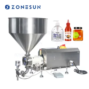 ZONESUN50-5000ml半自動ローターローブポンプケチャップフィラージャムジャーローションクリームチリソーストマトペースト充填機