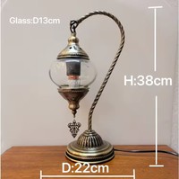 Lampe LED DIY faite à la main de style turc, avec corps en fer et verre, alimentation CA, design méditerranéen, abat-jour multicolore pour