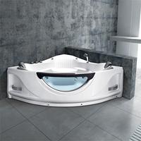 Baignoire moderne en acrylique, autoportante en forme d'éventail, pour 2 personnes, avec fonction massage en verre, pour salle de bain intérieure