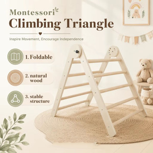 Montessori Baby Wooden Foldable Climbing Children Indoor Toy Toddlers Climbing <b>Frame</b> Wooden Triangle Ladder for Kids - Product Image 3