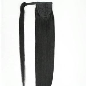 Long Clip-in Ponytail Heat Resistant Wrap-Around Hairpiece <b>Curly</b> Straight 100% Virgin Remy Brazilian Hair <b>Extensions</b> No - Product Image 1