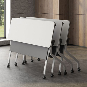 Mesa de Entrenamiento Plegable de Madera Maciza con Bordes de PVC, Combinación Libre, Escritorio de Oficina y Conferencias - Product Image 2