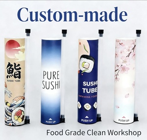 Custom Printed Eco Paper Sushi Slide Tube, Food Grade Pull Out Paper Tube Packaging with Sauce Box for Hand Roll Sushi - Product Image 6