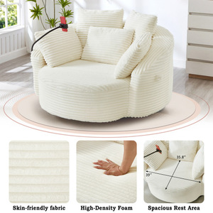 Sillón Moderno y Ecológico de Corduroy Resistente con Soporte Giratorio para Teléfono de 360° y 5 Almohadas - Ideal para Dormitorio de Hotel o Sala de Estar - Product Image 5