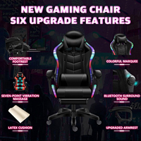 Échantillon gratuit Fauteuil de jeu Sedia Rgb Racing Gamer en cuir inclinable avec repose-pieds et massage