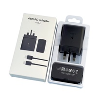 Chargeur Mural Ultra Rapide USB C PD 45W avec Câble de Charge Rapide Double Type-C 5A pour Samsung Galaxy S23 S24 S25 Ultra Fold5