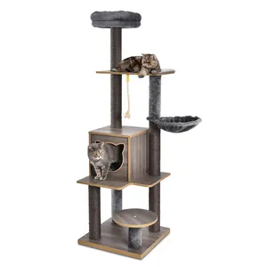 ทนทานวัสดุMDF 2ประเพณีModern Pet Cat Tree Houseเฟอร์นิเจอร์