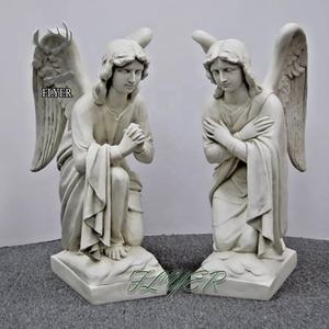 Decoración de cementerio al aire libre estatua de resina de tamaño natural estatua de Ángel rezando de fibra de vidrio a la venta - Product Image 3