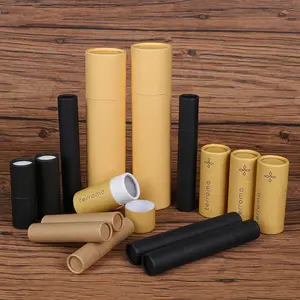 Embalagem de papelão biodegradável push up para desodorante, recipiente de papel de embalagem, tubo de papel de protetor labial branco, marrom e preto