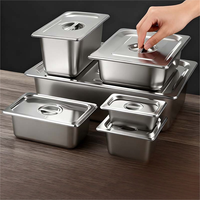 Bac Gastronorm GN Professionnel en Acier Inoxydable Empilable, Grande Capacité, Design Moderne, Qualité Alimentaire, avec Couvercle, pour Cuisine Commerciale