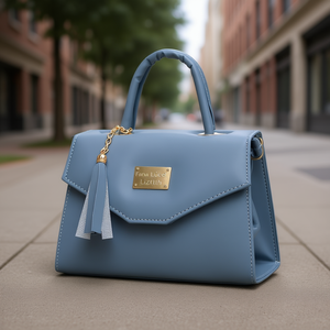 Bolso Bandolera Azul Fana Lúcela Lizeth de Cuero PU Estilo Vintage con Diseño Cruzado y Decoración de Cadena para Regalo - Product Image 2