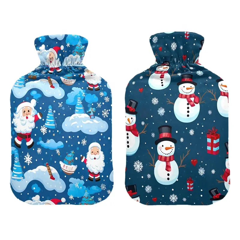 wholesale water filling warmer hand christmas hot water bottle medical rubber hot water bag fleece cover