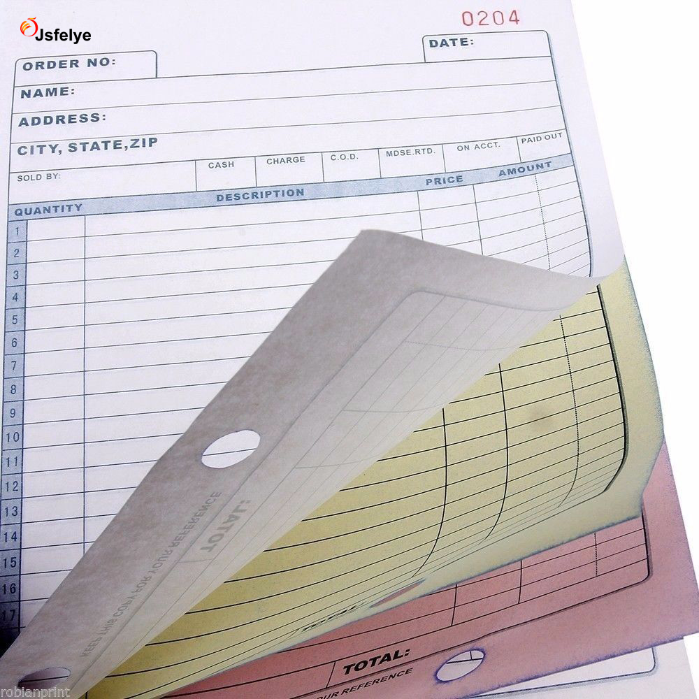 2 части, книжки для заказа без углерода, квитанция, форма, счет-фактура, 50 комплектов