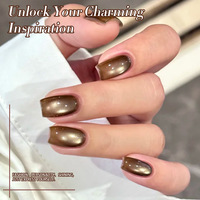 Couleurs populaires Automne Hiver Vernis à ongles effet œil de chat cristal de glace et Vernis à ongles magnétique transparent rouge-brun à forte intensité magnétique