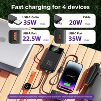 Batterie externe pour ordinateur portable 10000mAh, batterie Li-polymère, charge rapide 35W, technologie GaN, écran LED, portable avec câbles