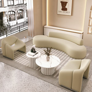Lichte Luxe Crèmekleurige Stijl Gebogen Bankstel Voor Kleine Appartementen Woonkamermeubilair Met Salontafel Voor Receptie Van De Schoonheidssalon - Product Image 6