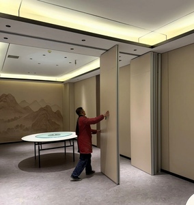 Parete Divisoria Mobile in Legno/Tessuto/Vetro/Pelle con Telaio in Alluminio, Separatore <span class=keywords><strong>per</strong></span> <span class=keywords><strong>Ambienti</strong></span> 65/85/100mm - Product Image 2