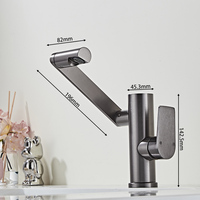 Robinet de lavabo intelligent à affichage numérique, rotation universelle à 360 degrés, en aluminium spatial gris canon, eau froide et chaude, modèle 6013