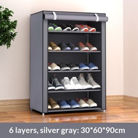 Étagère à chaussures moderne minimaliste à 5 niveaux, gain de place pour le salon, en métal, anti-poussière, en tissu non tissé