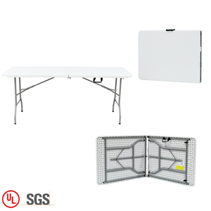 Outdoor 6FT Fold-in-half plastic white banquet restaurant rectangle party tables for events wedding