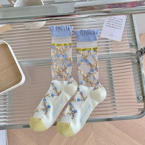 Novelty Casual Women <strong>Socks</strong> Harajuku Summer Ultra-thin Transparent Glass Silk <strong>Socks</strong> <strong>Sunflowers</strong> Crystal Funny <strong>Socks</strong> High Quality - Product Image 6