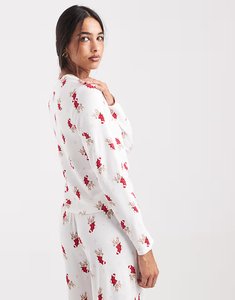 Ensemble <span class=keywords><strong>pyjama</strong></span> <span class=keywords><strong>de</strong></span> Noël gaufré 2 pièces pour <span class=keywords><strong>femme</strong></span>, motif lapin mignon, pull à manches longues et pantalon <span class=keywords><strong>de</strong></span> détente à jambes larges, blanc - Product Image 4