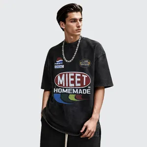 유럽과 미국 탑 스트리트 티셔츠 힙합 랩 반팔 디지털 프린팅 티셔츠 남성용 워시 티셔츠