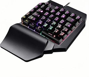 Teclado para juegos con cable, retroiluminado con LED de arcoíris, 39 teclas, mini teclado portátil para juegos, controlador de juego ergonómico para PC Gamer - Product Image 1