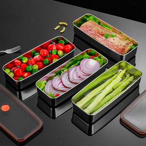 Contenedor de Almacenamiento de Alimentos Apilable de Acero Inoxidable con Tapa, Diseño Clásico, para Refrigerador, Solución de Almacenamiento para Cocina - Product Image 2