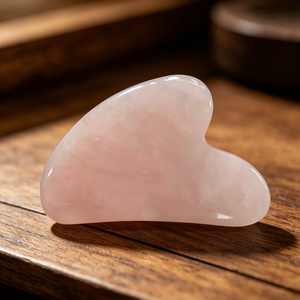 Strumento Gua <span class=keywords><strong>Sha</strong></span> in Quarzo Rosa Naturale a Forma di Cuore per Drenaggio Linfatico Facciale e Cura della Pelle Anti-Età, Spedizione Rapida, MOQ Basso - Product Image 1