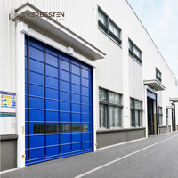Puerta Rápida Apilable Moderna de PVC Reforzado con Cortina, Control Servo, Ventanas de Visión Personalizadas, Entrada para Hangar de Aviones, Resistente al Viento