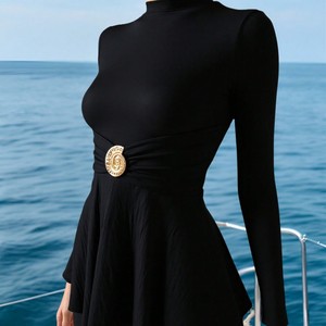 Nouvel ensemble de maillot de bain burkini <span class=keywords><strong>Ezan</strong></span> noir non tissé, cintré à la taille, à manches longues et couvrant entièrement le corps pour femme, idéal pour la plage et la piscine - Product Image 3