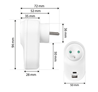 Adaptateur de prise française Pheiyon 16A 230V 3680W avec ports USB-A USB-C pour charger 3 appareils, sécurité enfant, CE RoHS, maison et voyage, IP20, OEM ODM