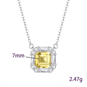 Collier ras du cou géométrique simple en améthyste carrée de 7 mm, en argent sterling 925, bijoux en cristal naturel, vente en gros - Product Image 6
