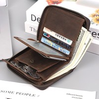 Produsen Dompet Pria Kulit Asli Dompet Koin Kulit Crazy Horse Dompet Slot Multi Kartu Tempat Uang Kertas Gaya Vintage