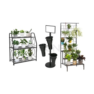 Magasin Bambou Acrylique Bois Fer Métal Plante Chariot Étagère Pot de Fleurs Artificielles Seaux Présentoir Avec Étagère - Product Image 3