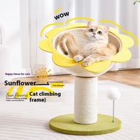 Nouveau Lit pour chat en forme de tournesol, avec grande capsule spatiale, poteau en corde de chanvre résistant aux griffures, stable et facile à nettoyer, pour animaux de compagnie