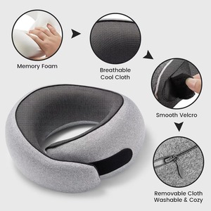 Oreiller de voyage en gros en forme de U pour le cou, coussin de soutien de la tête pour avion, voiture, bureau, avec masque pour les yeux et bouchons d'oreilles - Product Image 6