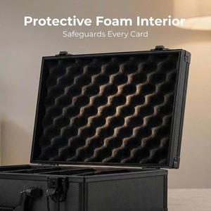 Estuche protector de exhibición individual de aluminio rígido con superficie morada esmerilada y carga superior, para tarjetas deportivas clasificadas de 4 filas, para exposiciones de tarjetas - Product Image 6