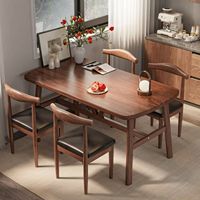 Ensemble table et chaises en bois pas cher pour petits appartements, forme rectangulaire, 3-4 personnes, usage domestique et commercial