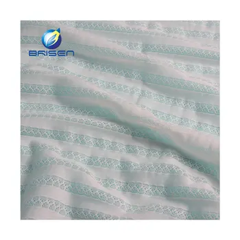 Putih Jacquard garis gorden dekorasi kain tirai Voile kain pernikahan untuk dekorasi