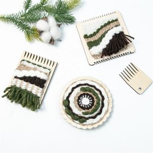 Mini Telaio per Tessitura in Legno per Bambini, Rettangolare o Rotondo, con Pettine, Ago e Filato - Product Image 5