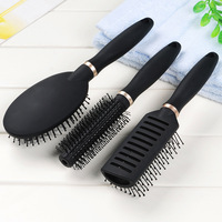 Lot de brosses de massage antistatiques en plastique noir à coussin d'air pour coiffure et coiffage en salon, idéal pour cheveux bouclés