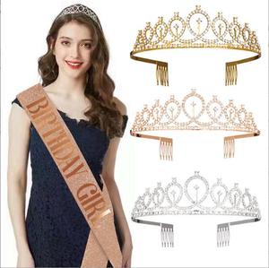 Conjunto de Banda y Tiara de <span class=keywords><strong>Cumpleaños</strong></span> con Pedrería, Banda Brillante para <span class=keywords><strong>Cumpleaños</strong></span>, Artículos para Fiestas de <span class=keywords><strong>Cumpleaños</strong></span> - Product Image 1