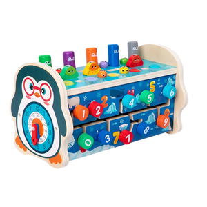 Jeu d'appariement de nombres en gros, jouet en bois multifonctionnel d'apprentissage pour enfants, pingouin, pêche, jeu de frappe au morue - Product Image 1