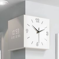 Jam Dinding Modern Minimalis Dua Sisi Desain Sudut Angin Tanpa Bor Ruang Tamu Kalender Elektronik