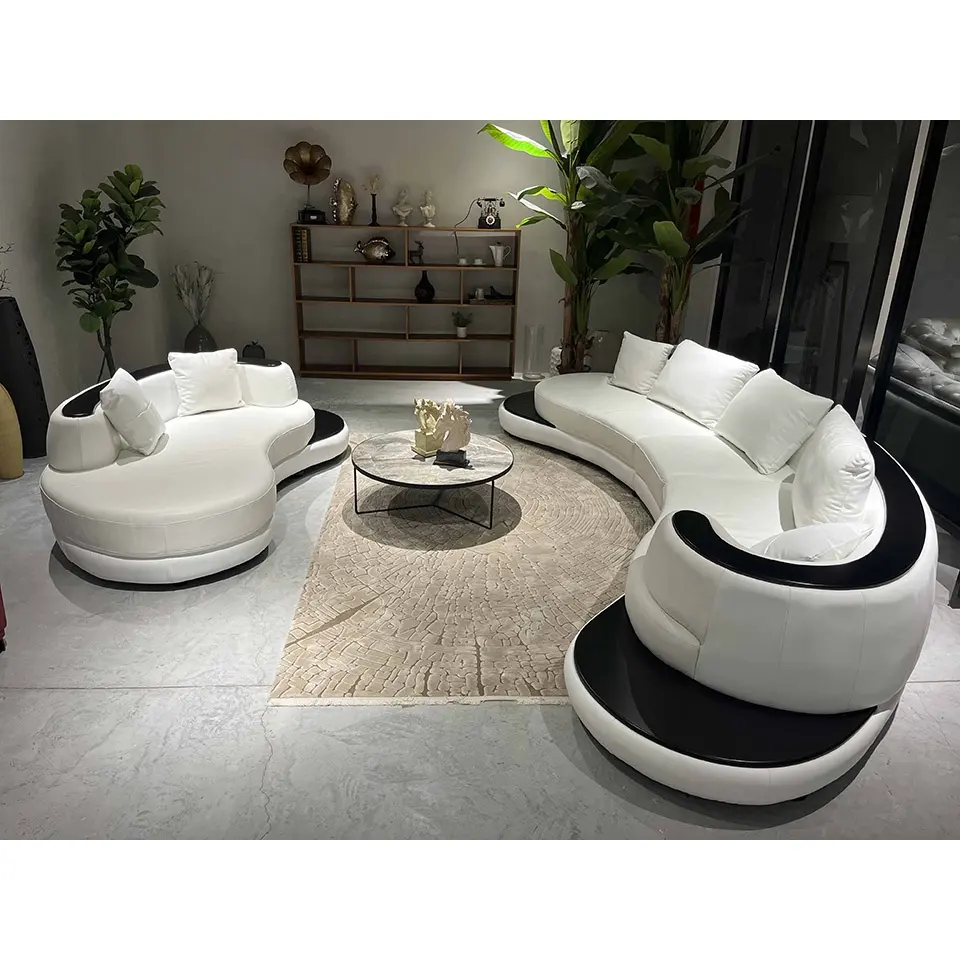 Evergo Set Sofa Kulit Ruang Tamu, Sofa Kulit Arc Modern Diskon Besar 2022