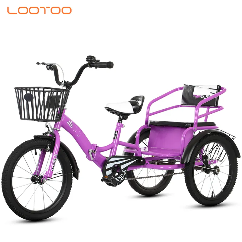Ucuz fiyat fabrika çift 2 koltuk iki kişilik 3 tekerlekli bisiklet bisiklet yürüteç ikizler bebek üç tekerlekli bisiklet  çocuklar çocuklar için iki bebek