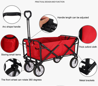 Noir rouge réglable robuste pliable pliant utilitaire voiture Wagon Camping en plein air chariot plage pique-nique pliable Camping Wagon
